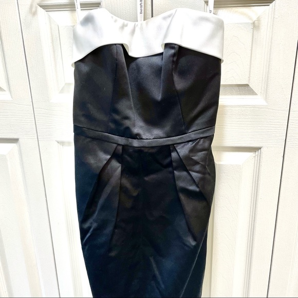 David’s Bridal Satin Black and Ivory Bow Dress - Picture 4 of 6